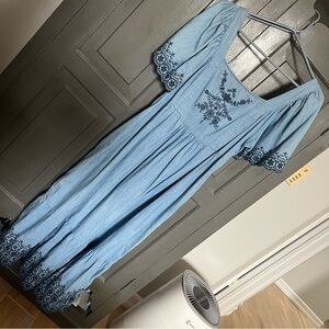Embroidered Blue Dress